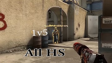 CS:GO - 1v5 all usps Headshots!! and ACE!! at (De_dust2) competitive