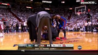 Iman Shumpert Knee ACL \/ Lateral Meniscus Injury - 2012 NBA Playoffs Game 1 (Knicks @ Heat)
