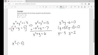 System of Non Linear Equations: Elimination