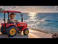Monkey Farmer drives his JCB tractor to the beach to harvest coconuts with his clever parrot