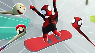 SPIDER-MAN GOES SNOWBOARDING?! (Human Fall Flat) screenshot 5