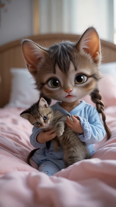 A sweet kitten with her pet. Oyen ikut cover lagu song.