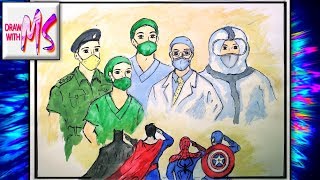 THANK YOU to THE REAL SUPER HEROES| Coronavirus Drawing | Doctors, Police  | Corona Warriors/Fighter