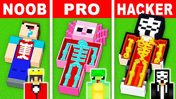 NOOB vs PRO: SECRET INSIDE BODY HOUSE Build Challenge in Minecraft!