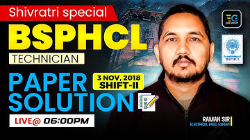 BSPHCL Technician Previous Year Paper Solution by Raman Sir, BSPHCL 2018 Previous Year Paper