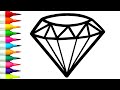 DIAMOND Drawing | How To Draw A Diamond | Draw Colourful Diamond, Diamond Drawing Easy Step by Step💎