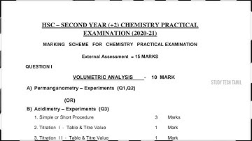 12th Std Chemistry🧪 Practical Exam 2021 |  [Reduced] Question Bank | Tamil & English Medium |