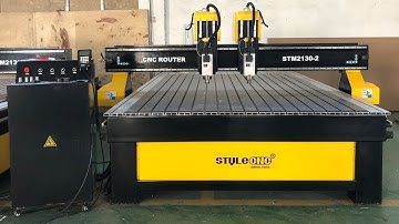 Double spindle CNC router machine for woodworking