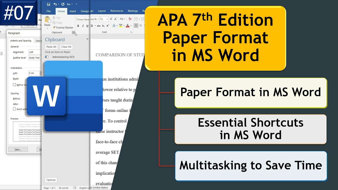 APA 7th Edition Paper Format In Microsoft Word Paper Format Tips And Shortcuts YouTube