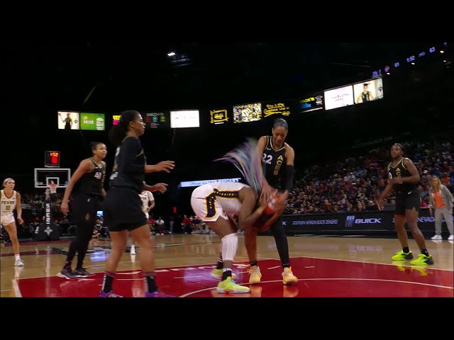 2 Minutes Of A'ja Wilson u0026 Aliyah Boston BATTLING Each Other In Las Vegas Aces Win vs Indiana Fever! class=