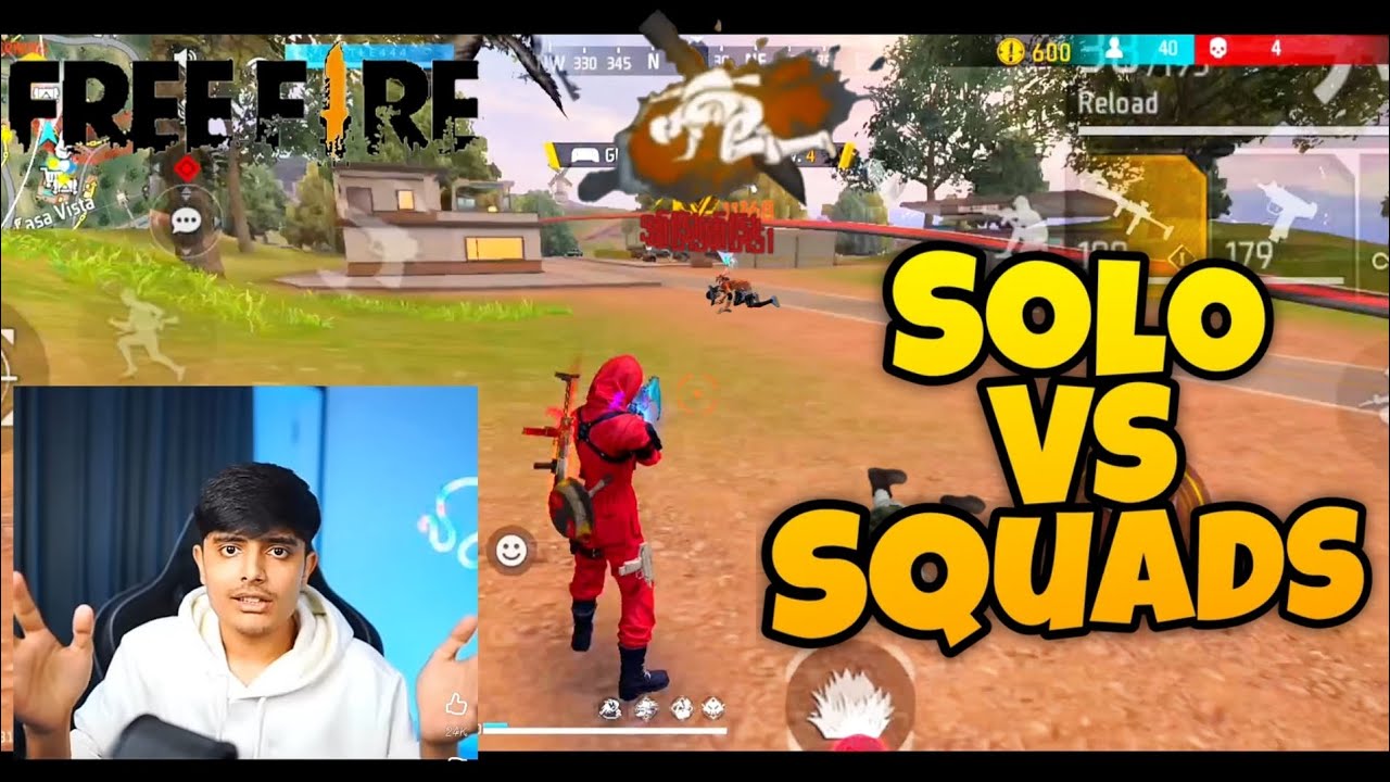 HOW TO FREE FIRE GAMEPLAY VIDEO solo vs squad full game #totalgaming # ...