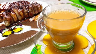 المشروب الساخن شاي كرك الهندي مع تحلية  الموز بالعجينة المورقة من الذ مايكون