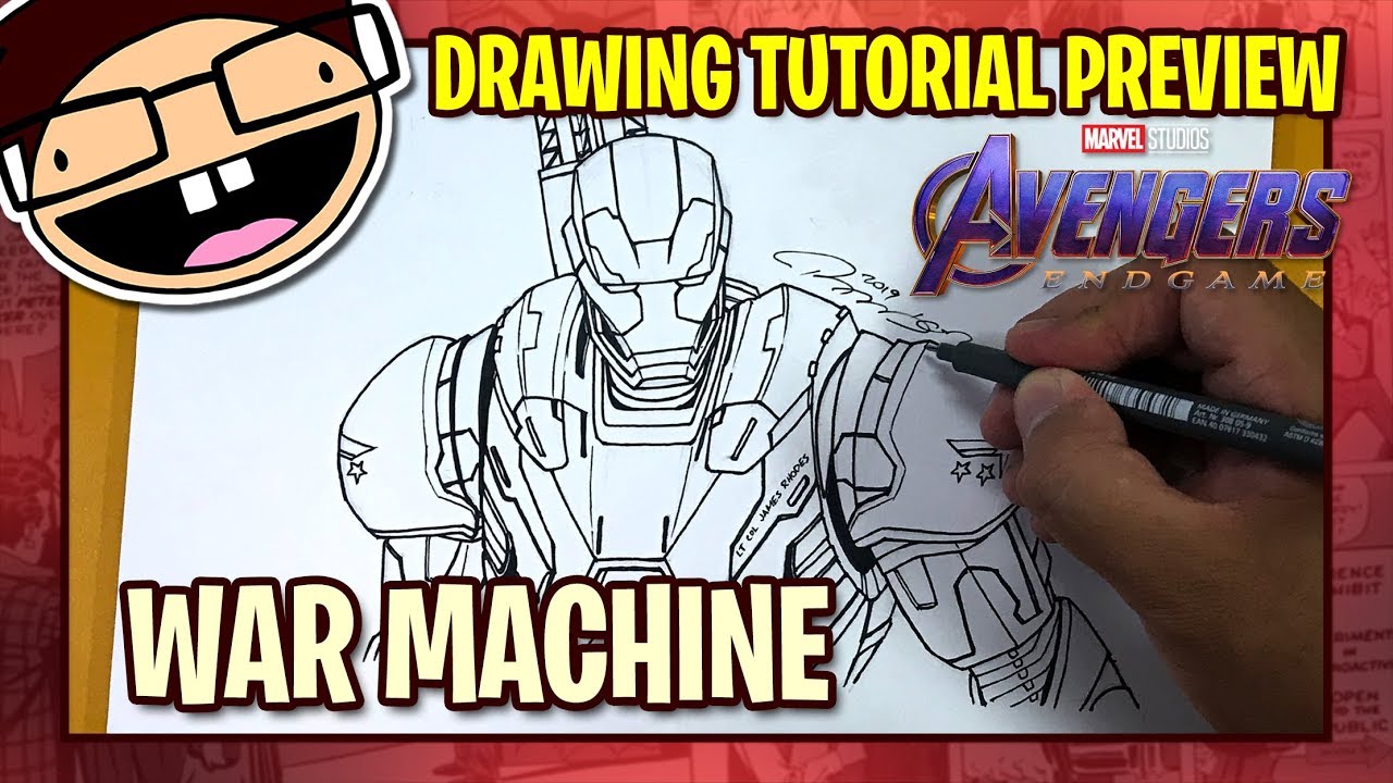 Preview How To Draw War Machine Mark 006 Avengers Endgame Tutorial Time Lapse