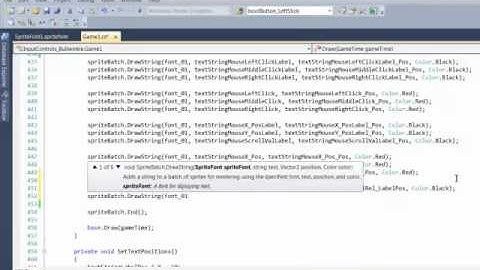 XNA 4 Course I Ch 09 10 Draw Mouse Relative Text to the Screen