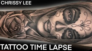 TATTOO TIME LAPSE | CATRINA - DAY OF THE DEAD GIRL | CHRISSY LEE