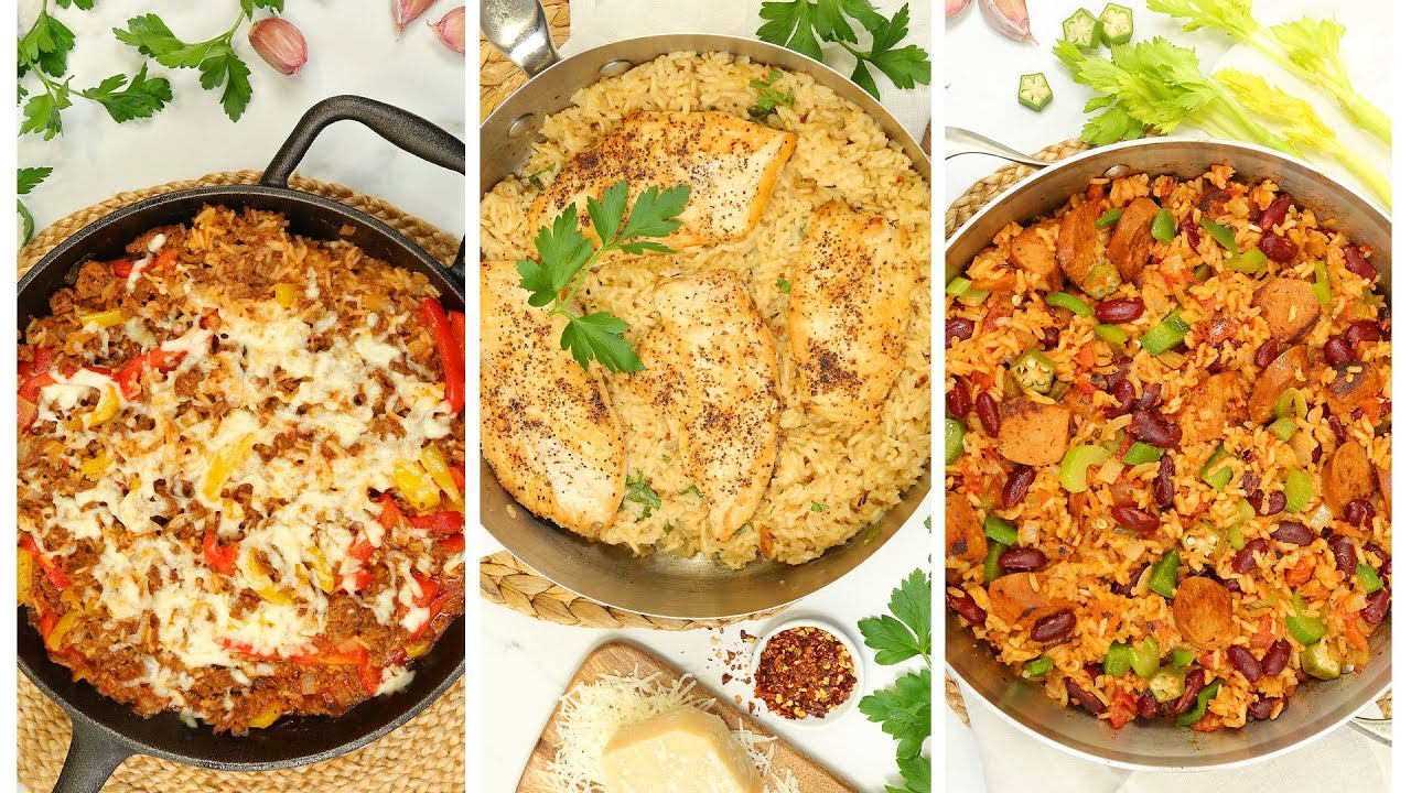 3 Delicious Rice Skillets | Easy One Dish Dinner Recipes | The Domestic Geek