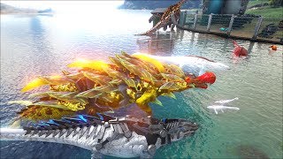 ARK SURVIVAL EVOLVED: Super Boss Sarco and baby Mosasaurus(cá sấu khổng lồ và cặp baby mosa cute ^^)