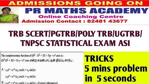 TNPSC ASI/TRB POLYTECHNIC/PGTRB/SCERT/UGTRB/Combined Statistics/Short-cuts/Differential Equation