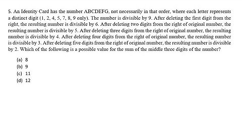 2022_IAS_Qn A5. An Identity Card has the number ABCDEFG, not necessarily in that order, where each