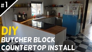 Check out how we installed these beech wood Ikea butcher block countertops in our barn house kitchen. Our old Ardex concrete "