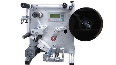 130L semi automatic wrap around labeling machine operation video vertical table top labeler