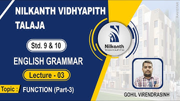 STD-9 & 10 l FUNCTION(PART-3) l ENGLISH GRAMMAR l LECTURE-3 l VIRENDRASINH GOHIL