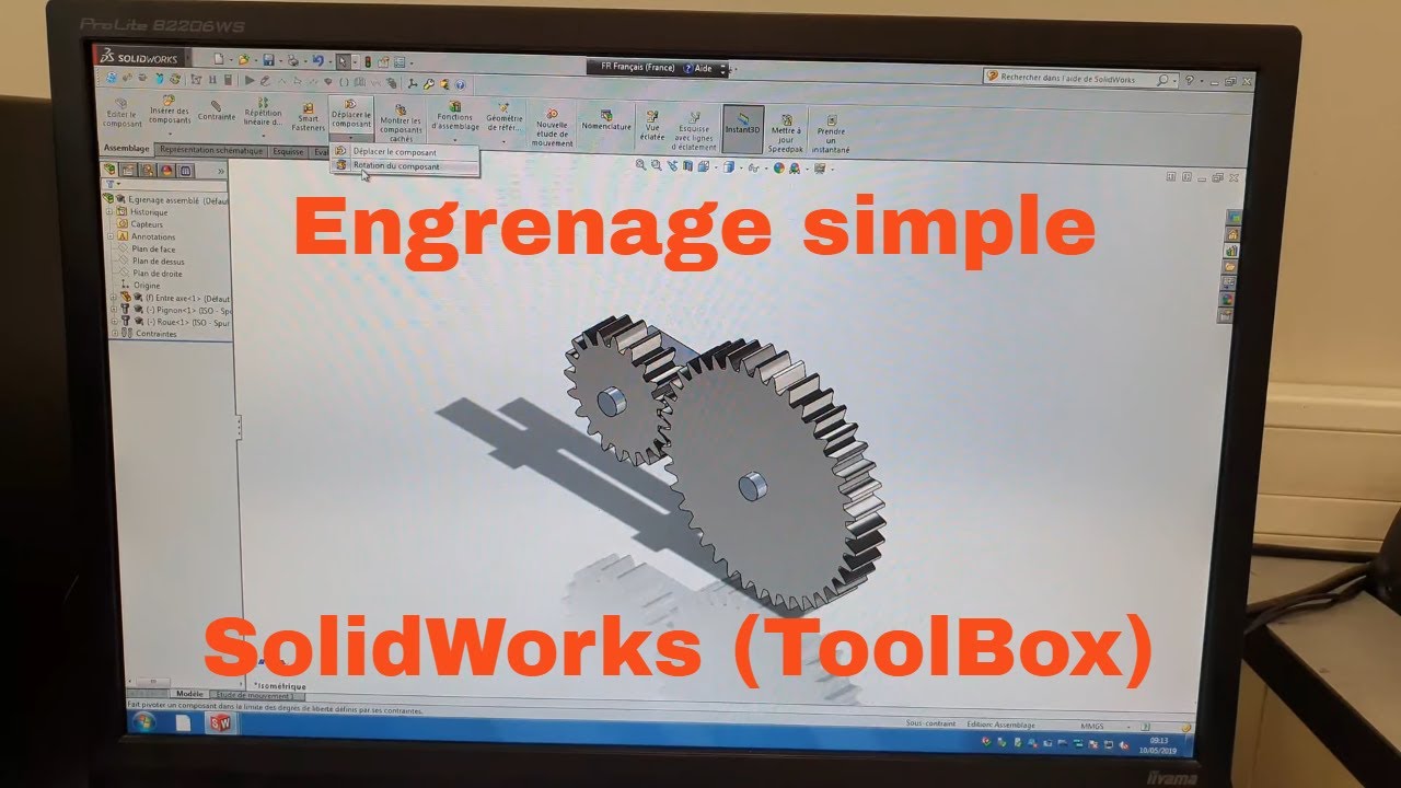 Engrenage Simple sur SolidWorks [via ToolBox] - YouTube