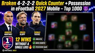 Broken 4-2-2-2 Quick Counter + Possession in eFootball 2027 Mobile – Top 1000 😈