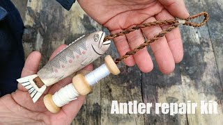 Antler carving and leatherworking - making a bushcraft repair kit