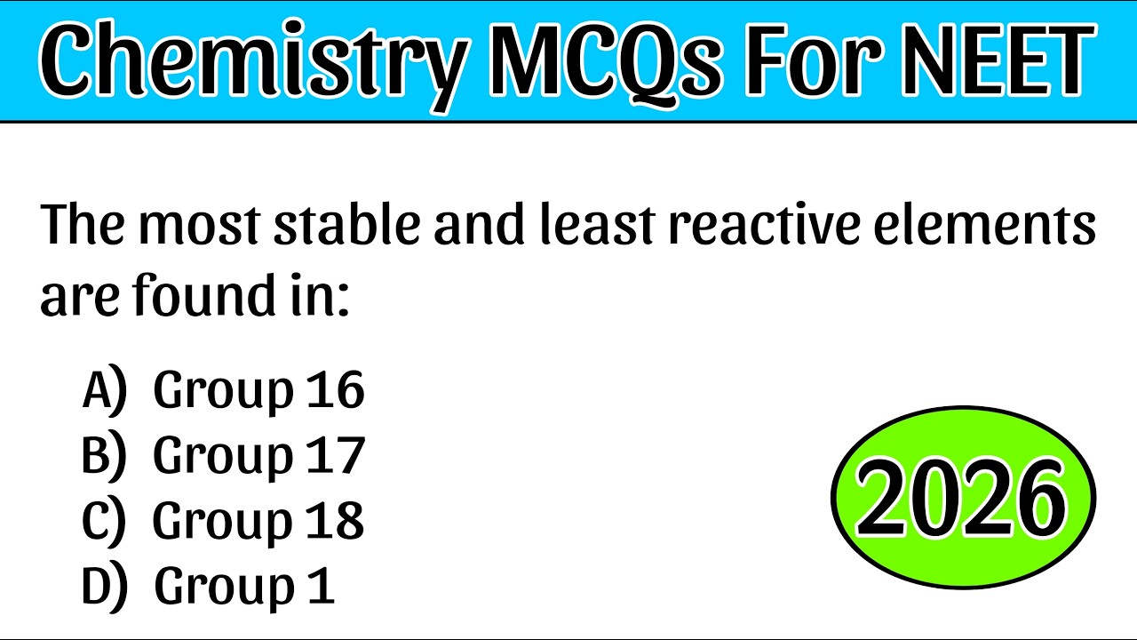 Chemistry MCQs For NEET | NEET Chemistry Most Important MCQs - YouTube
