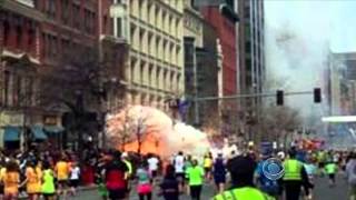 Scene at moment of Boston Marathon explosion