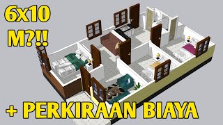 Desain Rumah Minimalis 6x10 Meter dengan 3 Kamar tidur - Denah Lengkap