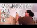 How to Remove and Mud Over Wall Strips | Budget Mobile Home Remodel #24