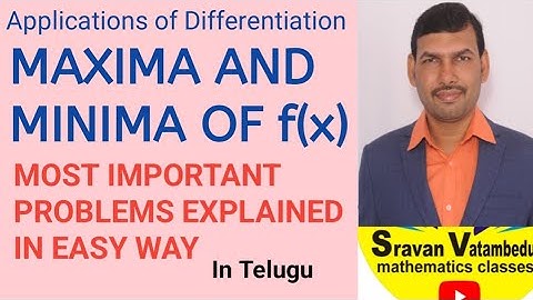Maxima and Minima in Telugu for diploma @VATAMBEDUSRAVANKUMAR