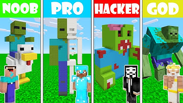 Minecraft: ZOMBIE HOUSE BUILD CHALLENGE - NOOB vs PRO vs HACKER vs GOD in Minecraft