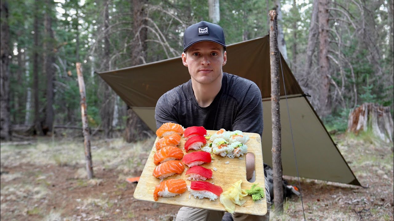 Tarp Camping and Making Sushi In Remote Forest