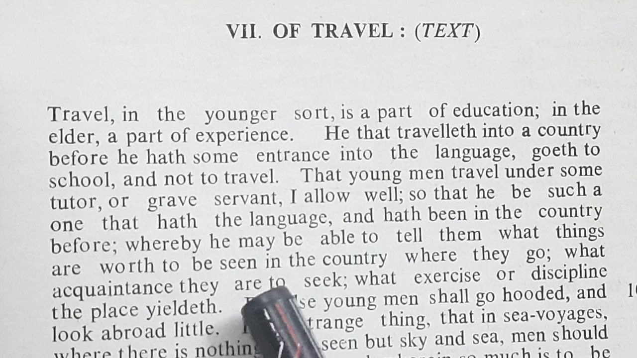 Bacon's 'Of Travel' fully explained in Hindi by Sulekha Jadaun YouTube