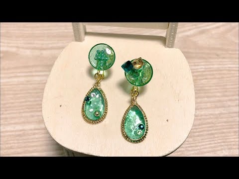しずくのイヤリング セーラージュピターのイメージハンドメイド UVレジン 初心者 drops earring sailorjupyter image handmade UVresin beginner