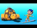 April Fool’s Day: TURTLE FIRETRUCK and Jonny are SKATING - kids cartoons with trucks & animals
