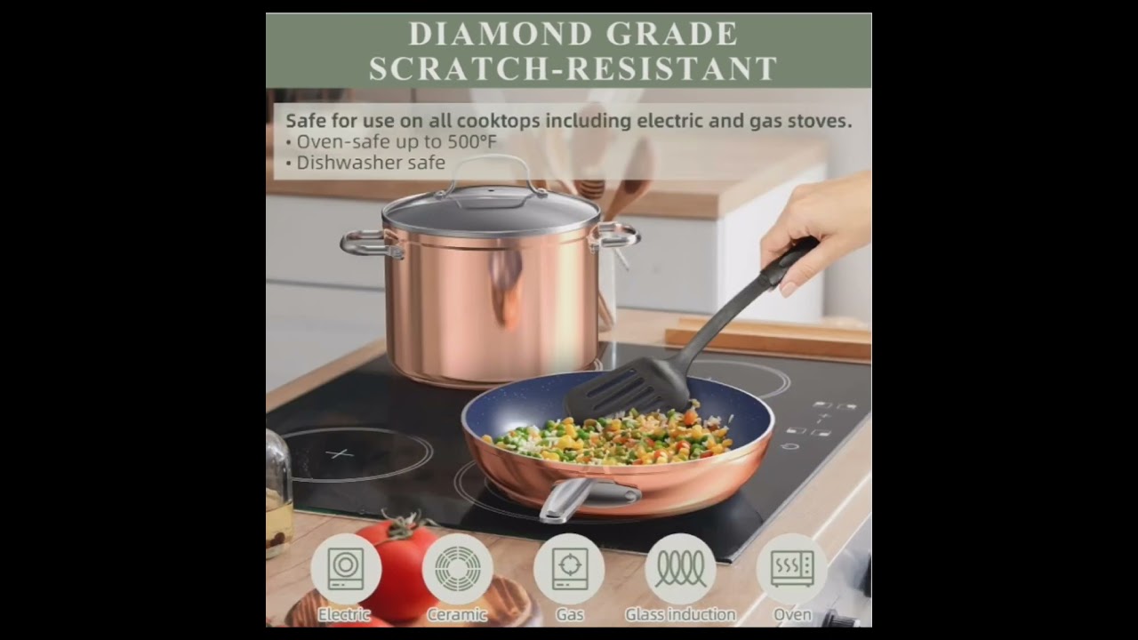 Nuwave Healthy Duralon Blue Ceramic Nonstick Coated Cookware Set, Diamond