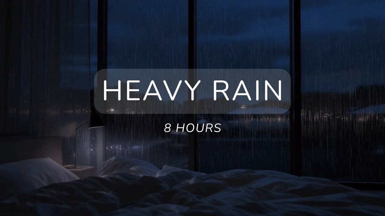 Heavy Rain on the Window for Sleeping 🌧️ | Cozy Night Rain Sounds • 8 Hours • No Thunder