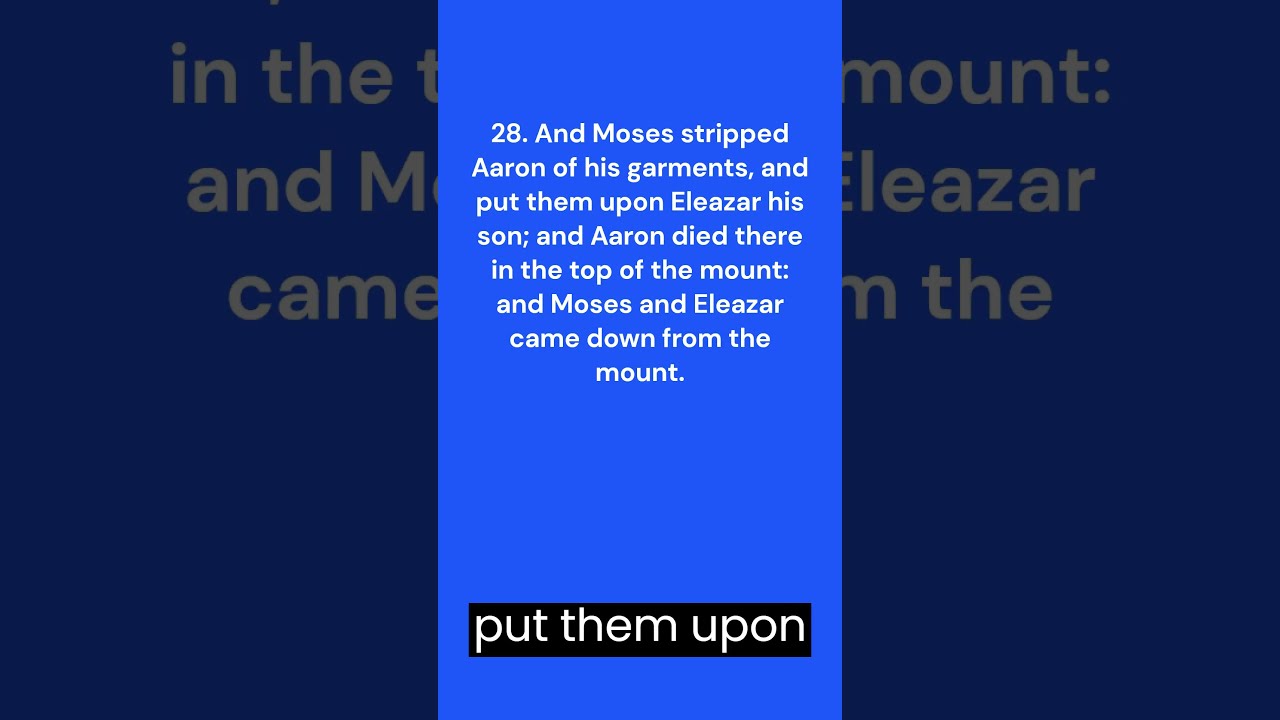 The Book Of Numbers Chapter 20 Verse 26 29 shorts YouTube The Book Of Numbers Chapter 20 Verse 26 29 shorts YouTube