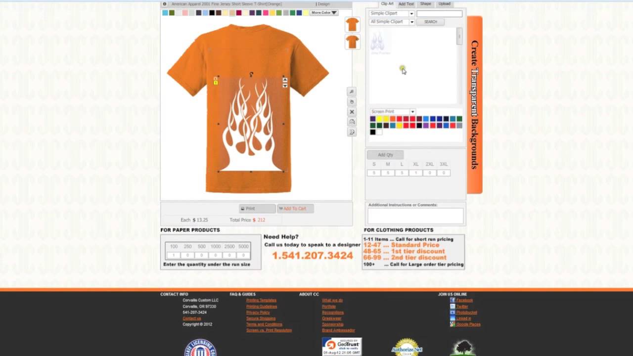 Corvallis Custom - Online Clothing Design Tool