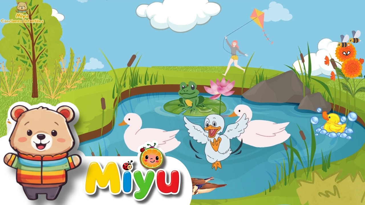 🐥🚗 ¡El Pato Blanco y el Autobús Giran! Canciones Infantiles - Miyu para Niños Felices y Educados