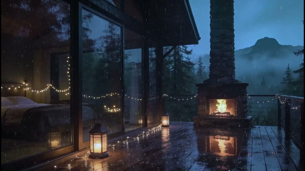 Distant Thunderstorm on Mountain Cabin Porch | Relaxing Storm for Anxiety