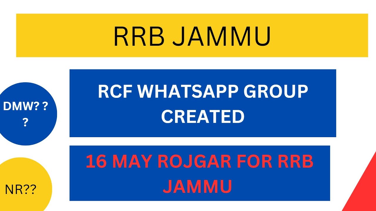 RRB JAMMU (RCF) LEVEL 2 UPDATE 