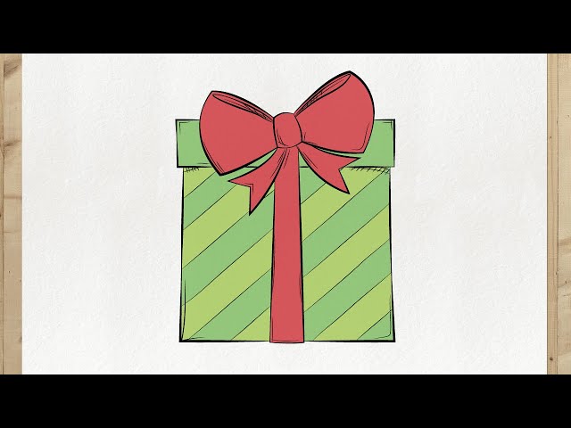 How To Draw A Christmas Gift, Step by Step, Drawing Guide, by Dawn