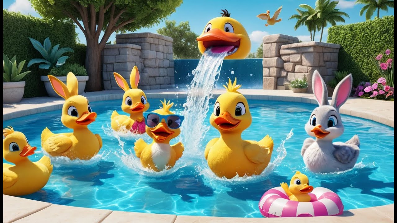 Six Silly Kittens Jumping in the Pool | Playful Kitten Splash Song for Kids | Fun Nursery Rhyme