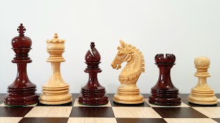 Indian Chetak II Customized Staunton Triple Weighted Wooden Chess Pieces in Bud Rosewood - 4.2"