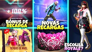BÔNUS DE RECARGA, NOVAS RECARGAS, ESCOLHA ROYALE, SKINS NAMORADOS E MAIS